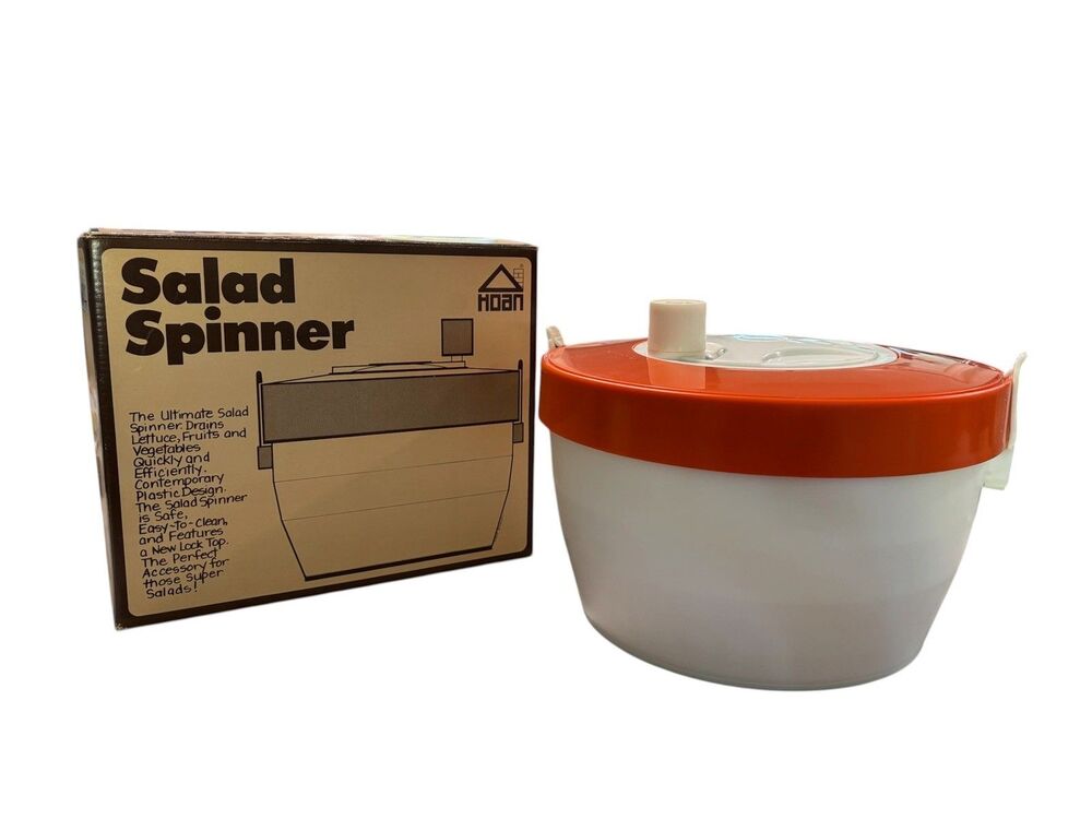 Vintage Salad Spinner Strainer USA Made Orange and White New Old Stock